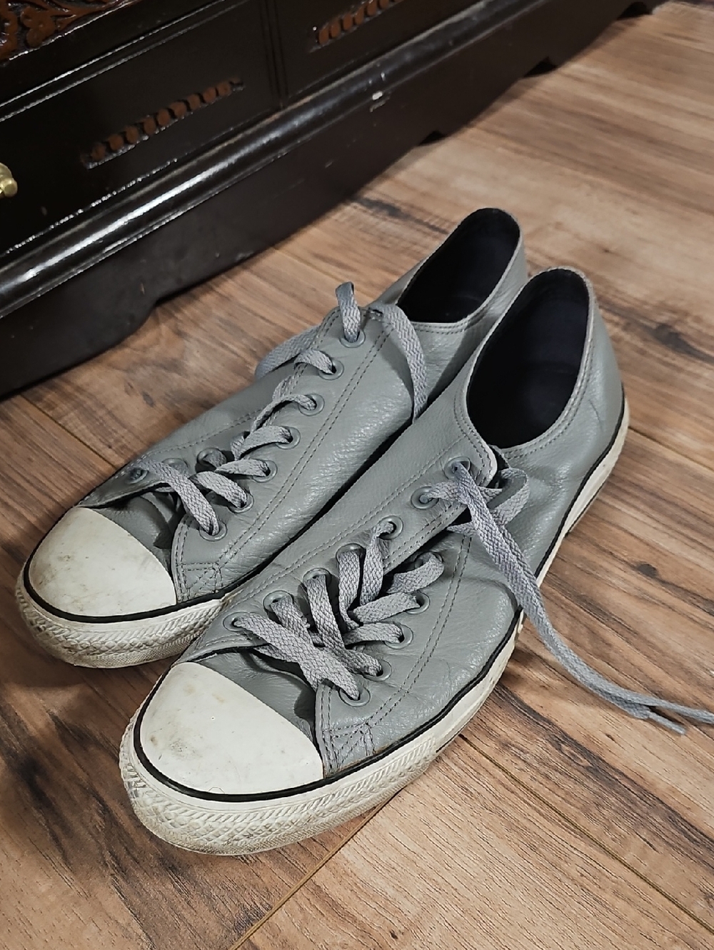 Men's Leather Converse Low-Top Gray